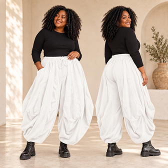Stijlvolle Ballon Corduroy Broek Winterwit met Striksluiting