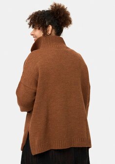 Gebreid Bruin Vest 'Vella' - Katoenmix met Wol, losse Pasvorm
