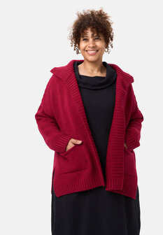 Gebreid Bordeaux Vest 'Vella' - Katoenmix met Wol, losse Pasvorm