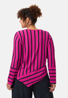 'Sienna'-shirt Pink - gestreepte look, asymmetrische A-lijn