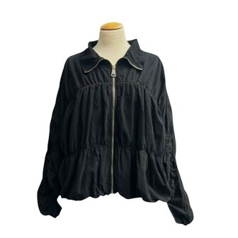 Trendy Corduroy Jasje met Smock Details &ndash; zwart