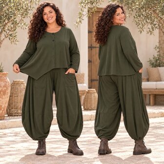 Stijlvol Jersey Vest Armygroen met Asymmetrische Zoom 