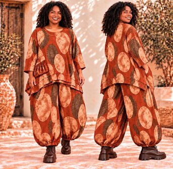Brique Stijlvolle Corduroy Curvy tuniek met Botanische Print