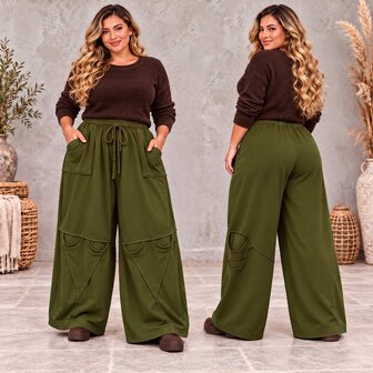 Stijlvolle Broek Army met Zakken- Deelnaden en Rekbare Taille