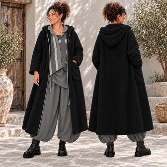 Zwart The Ultimate Cozy Teddy Coat &ndash; Oversized &amp; One-Size Curvy Luxe Jas met ritssluiting