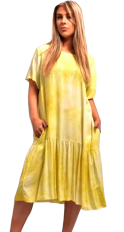 Jurk les Freres geel tie-dye