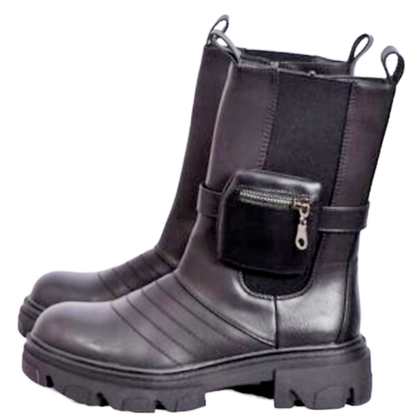 Boots, halfhoog, zwart