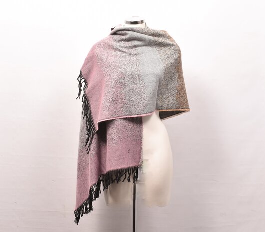 Sjaal, roze, grijs, bruin