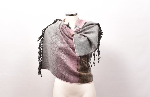 Sjaal, roze, grijs, bruin