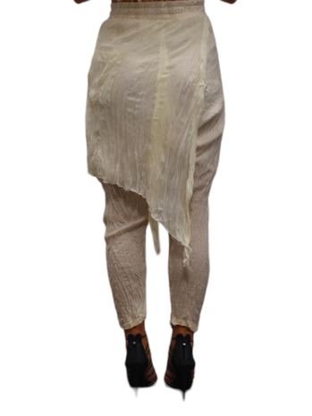 Aparte broek ecru met rekbare taille, bovenste gedeelte gevoerd 
