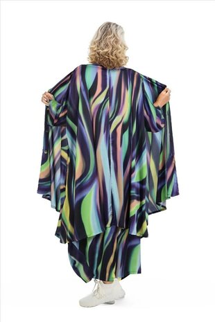 Overgangsjas/lange blouse/vest in A-vorm van gladde Slinky kwaliteit