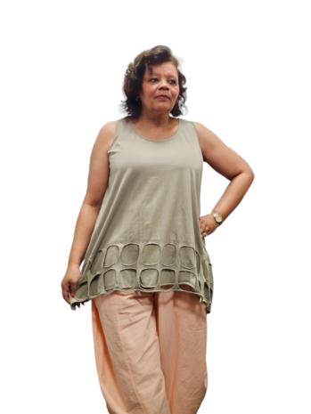 Mouwloze top taupe