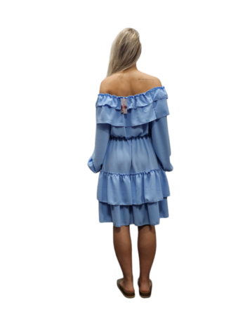 Leuke  jurk  blauw off shoulder