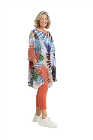 Summer Big Shirt in klokvorm gemaakt van zachte Slinky-kwaliteit blauw Flowers