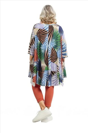 Summer Big Shirt in klokvorm gemaakt van zachte Slinky-kwaliteit blauw Flowers