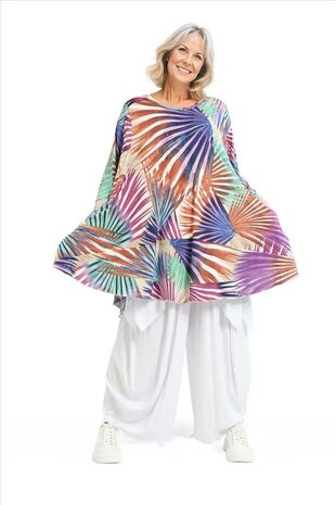 Summer Big Shirt in klokvorm gemaakt van zachte Slinky-kwaliteit paars Flowers