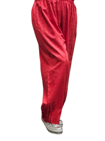 Broek La-Bass, rood, rekbare taille
