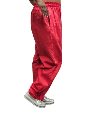 Broek La-Bass, rood, rekbare taille