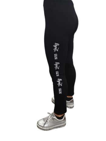 Legging Lady zwart met print in Viscose-Stretch