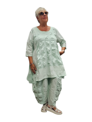 Tuniek mintgroen met 7/8ste mouw 100% cotton-