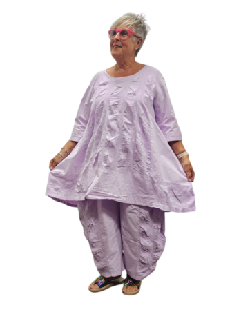 Tuniek lila met 7/8ste mouw 100% cotton