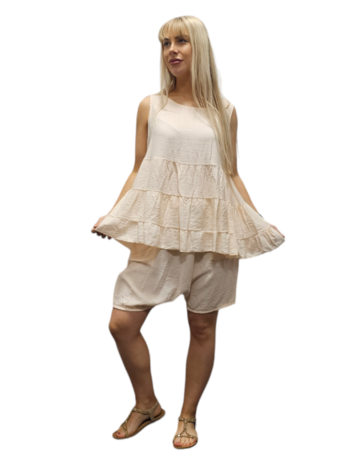 Top mouwloos zalm met plooien