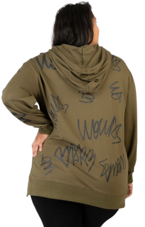 Tuniek/sweater armygroen met print