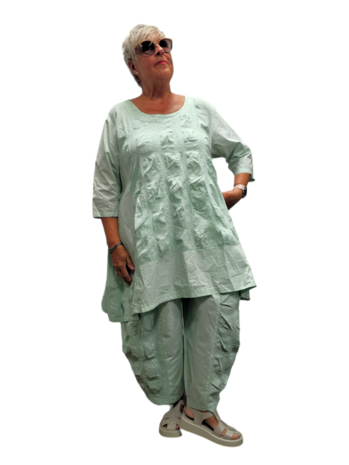 Tuniek mintgroen met 7/8ste mouw 100% cotton-