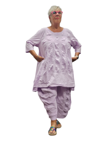 Tuniek lila met 7/8ste mouw 100% cotton