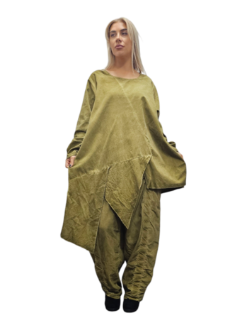 Tuniek asymmetrisch mosterdgeel fijne corduroy  