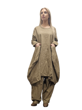 Tuniek-jurk zand stone washed ballonmodel