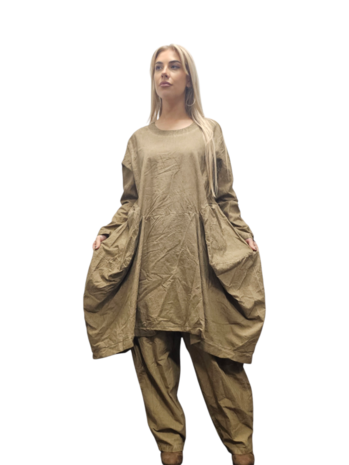 Tuniek-jurk zand stone washed ballonmodel