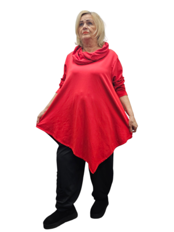 sweater rood met ritssluiting in de kol 