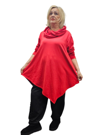 sweater rood met ritssluiting in de kol 