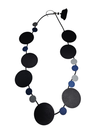 Rubberen ketting zwart - blauw met rondingen