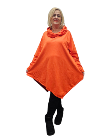 sweater oranje met ritssluiting in de kol 