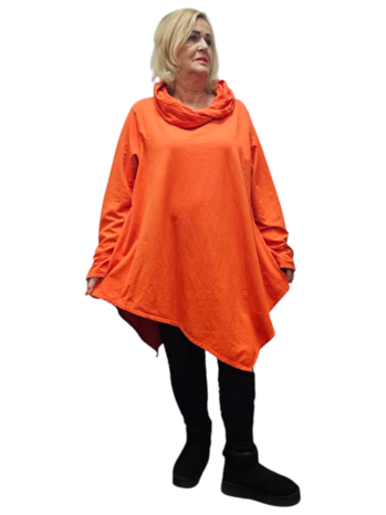 sweater oranje met ritssluiting in de kol 