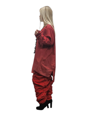 Leuke tuniek rood gestreept asymmetrische zoom