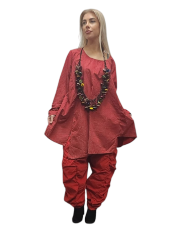 Leuke tuniek rood gestreept asymmetrische zoom