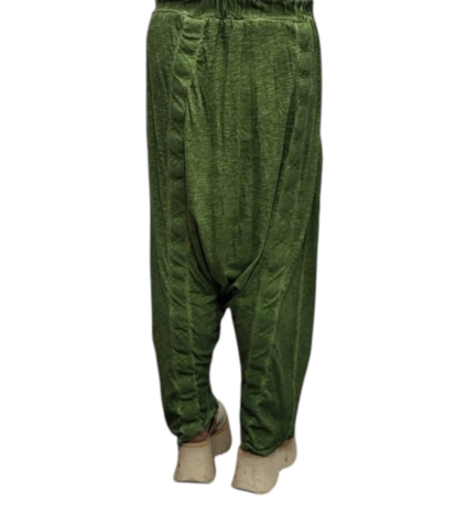 Zouavebroek, groen stonewashed