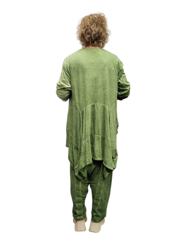 Ballontuniek groen stonewashed asymmetrisch 100% cotton