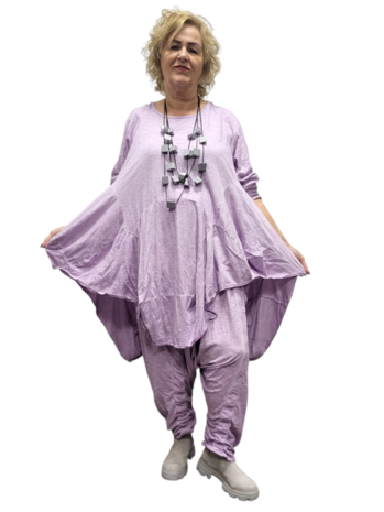 Ballontuniek lila stonewashed asymmetrisch 100% cotton