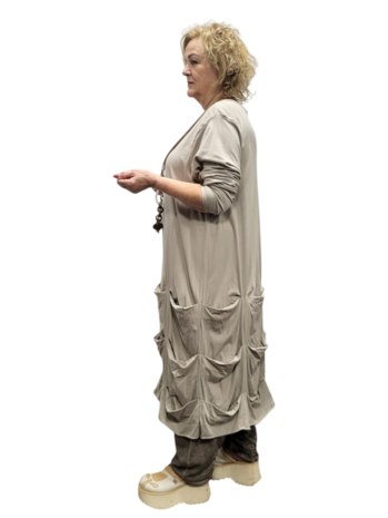 Jurk-taupe-met ophaaltjes