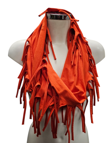 Sjaal oranje met franjes