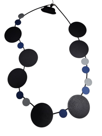 Rubberen ketting zwart - blauw met rondingen