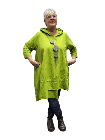 Tuniek asymmetrisch limegroen met puntmuts