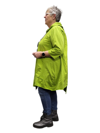 Tuniek asymmetrisch limegroen met puntmuts