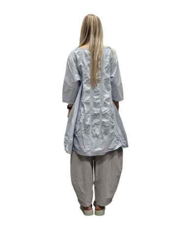 Tuniek ijsblauw met 7/8ste mouw 100% cotton