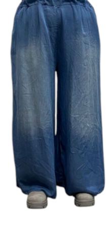 Ruime denimbroek, blauw stone washed