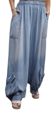 Denimbroek met leuke zakken- licht blauw stone washed